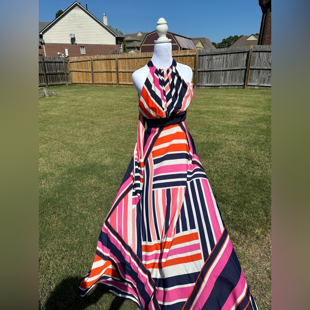 Eliza J Vibrant Striped Maxi Dress